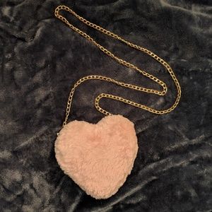 NWOT Heart Purse Baby Pink Faux Fur